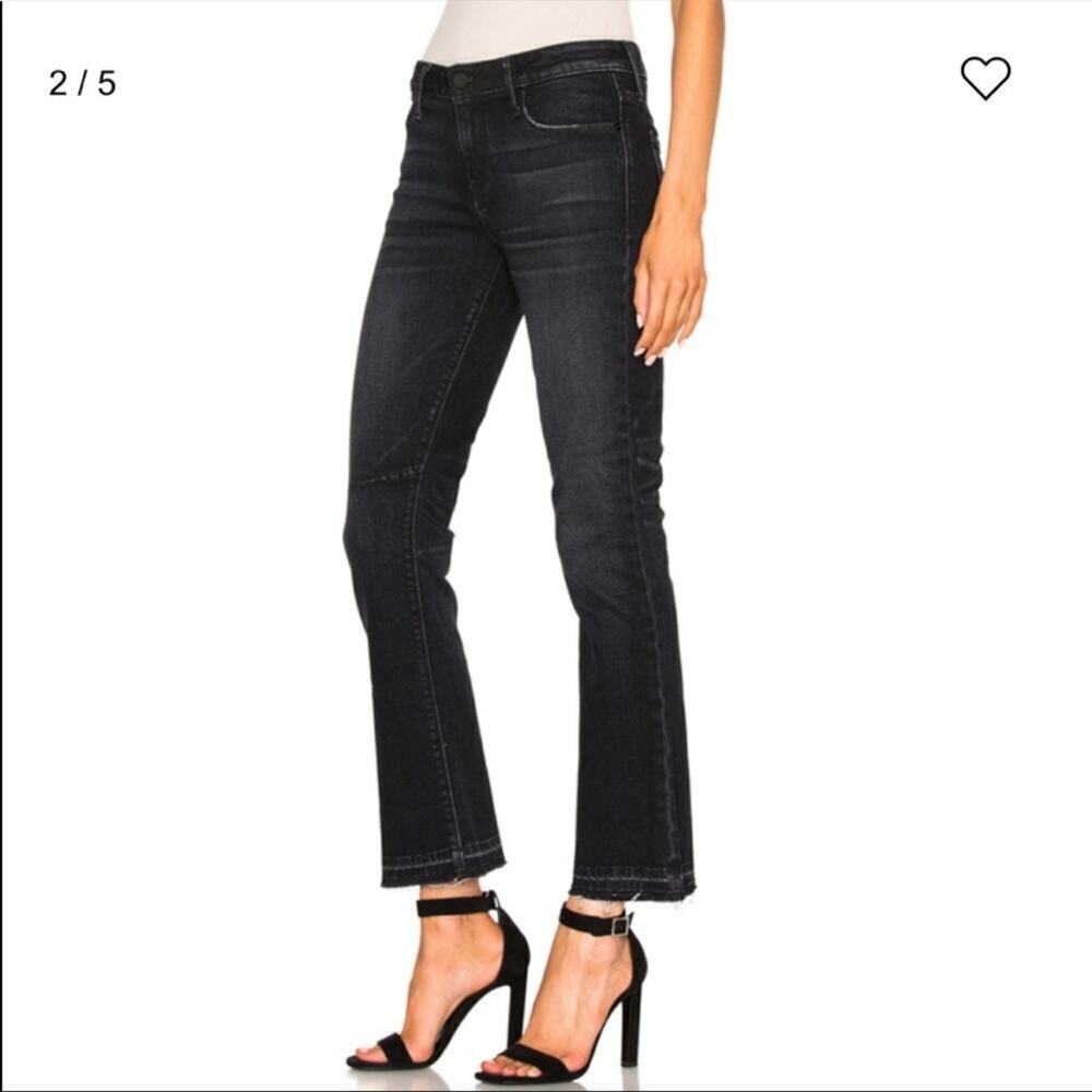 RtA Kiki Crop Raw Hem Kick Flare Denim Jeans 25 Black